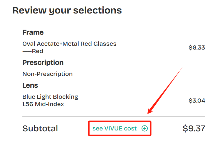 Various eyewear products showing different price points